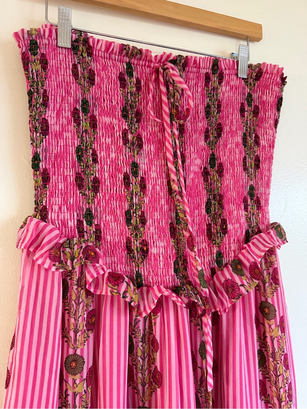 Free People Hot Pink Tiered Smocked Midi Dress - Picture 4 of 8